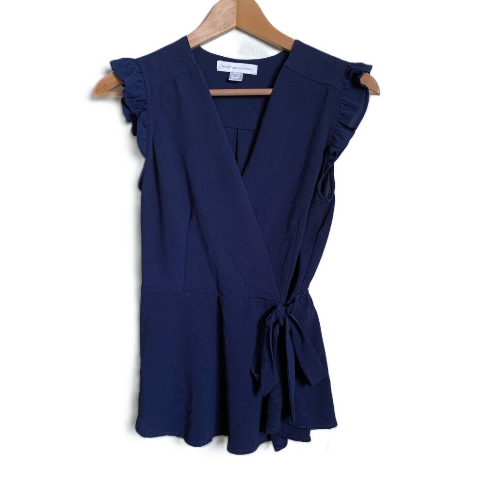 Monteau Faux-Wrap Ruffle V-Neck Tank Blouse – Size M